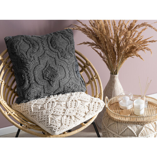 Beliani Throw Cushion PAIKA 45 x 45 cm Cotton Dark Grey Solid 1