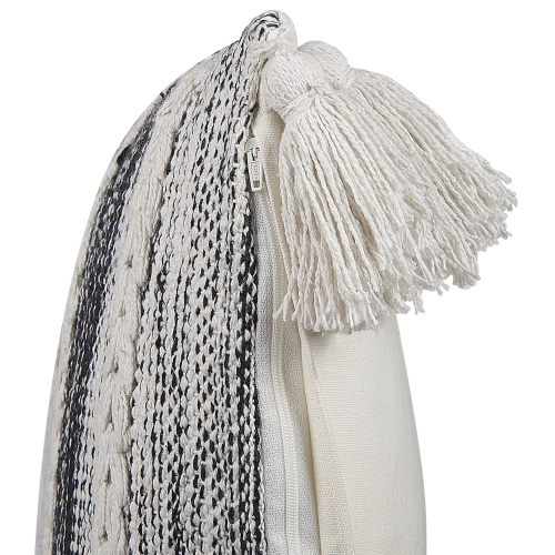 Beliani Throw Cushion ROCHEA 45 x 45 cm Cotton Black Striped 1