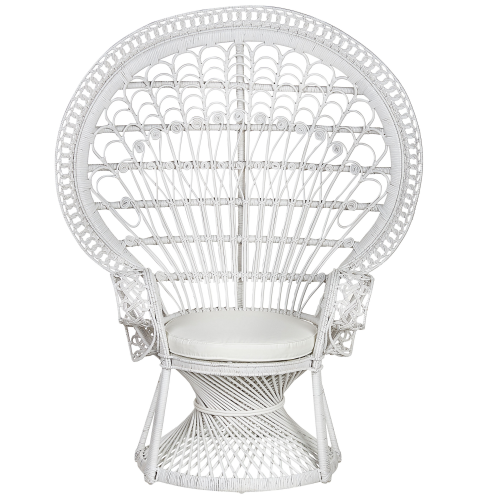 Beliani Peacock Chair EMMANUELLE Rattan White 1