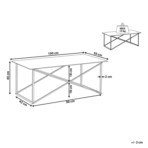 Beliani Coffee Table EMPORIA Tempered Glass Marble/Gold 2