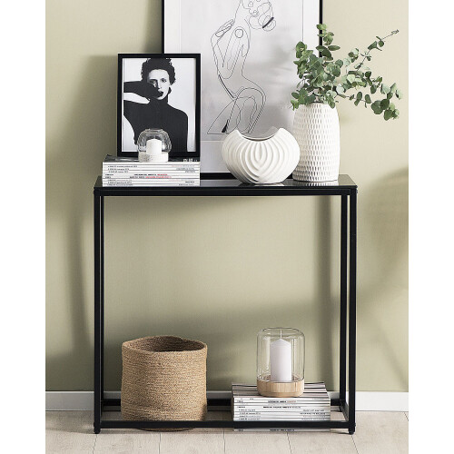 Beliani Console Table DELANO Tempered Glass Black 1