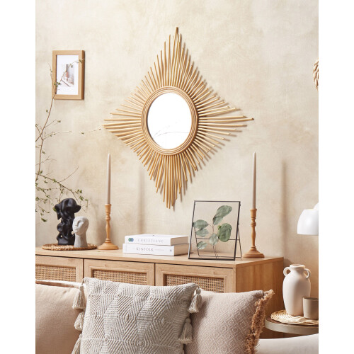 Beliani Wall Mirror MAJENE 60 cm 60 cm Rattan Natural 1