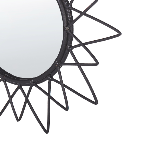 Beliani Wall Mirror AROEK 61 cm 61 cm Rattan Black 2