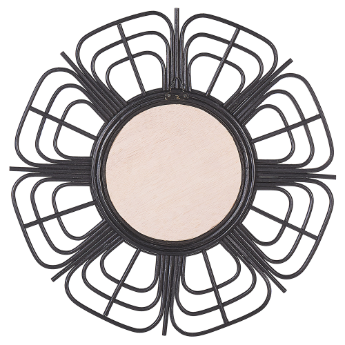 Beliani Wall Mirror PASAKU 60 cm 60 cm Rattan Black 1