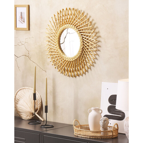Beliani Wall Mirror TAGOLU 60 cm 60 cm Rattan Natural 1