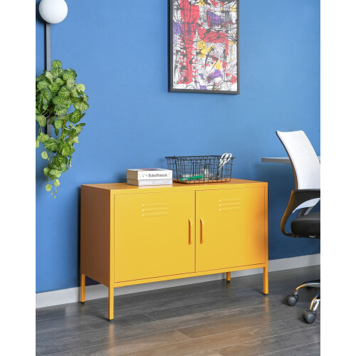 Beliani Storage Unit URIA Metal Yellow 1