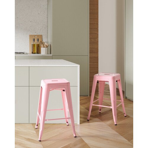 Beliani Set of 2 Bar Stools CABRILLO Metal Pink 1