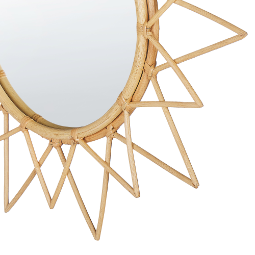 Beliani Wall Mirror AROEK 61 cm 61 cm Rattan Natural 2