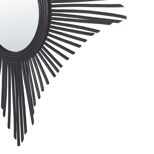 Beliani Wall Mirror MAJENE 60 cm 60 cm Rattan Black 2