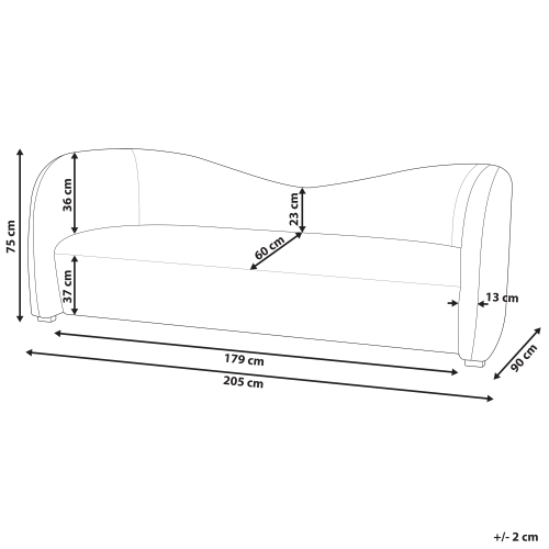 Beliani Sofa 3 Seater VELTADA Velvet Off-White 2