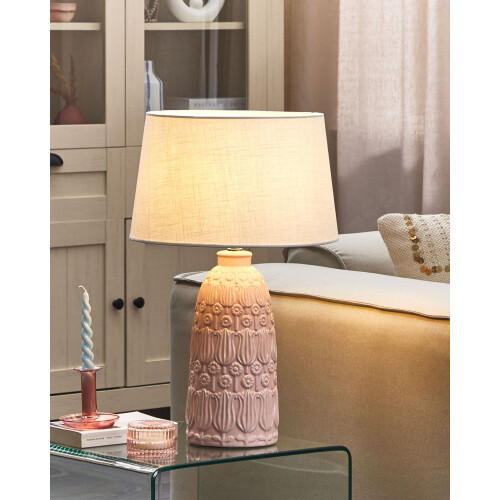 Beliani Table Lamp ZARIMA Ceramic Pink 1