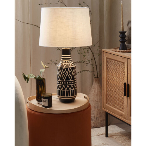 Beliani Table Lamp SHEBELLE Ceramic Black 1