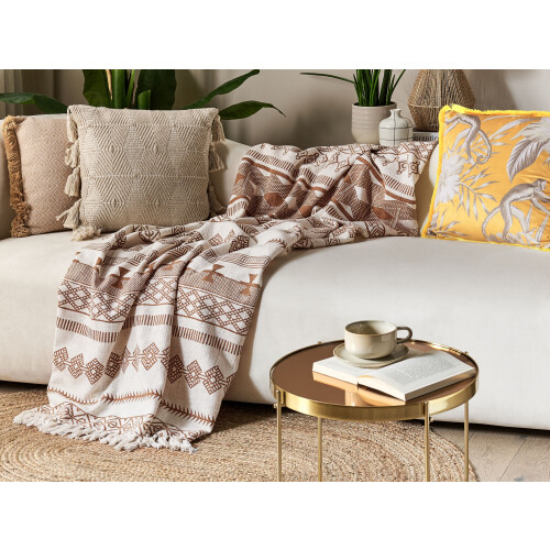 Beliani Blanket JORHAT Cotton 130 x 180 cm Beige 1