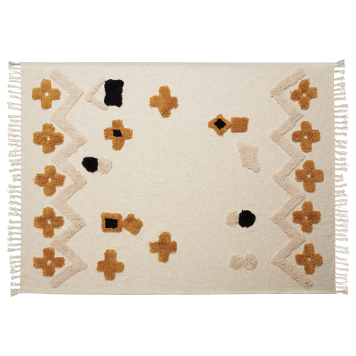 Beliani Blanket ADONI Cotton 130 x 180 cm Beige 1