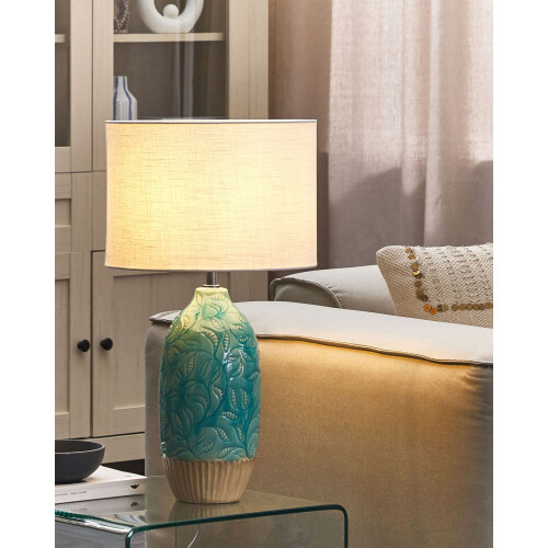 Beliani Table Lamp ATABA Ceramic Turquoise 1