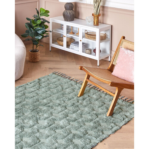 Beliani Rug KARS Green 160 x 230 cm Cotton 1