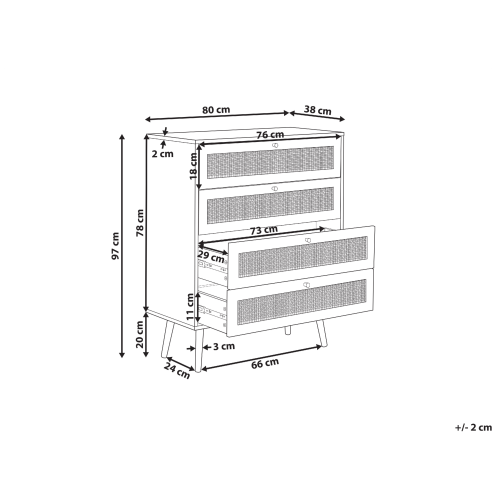 Beliani 4 Drawer Chest PEROTE Rattan Light Brown 2