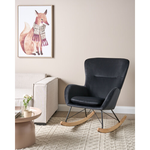 Beliani Rocking Chair ELLAN Velvet Black 1