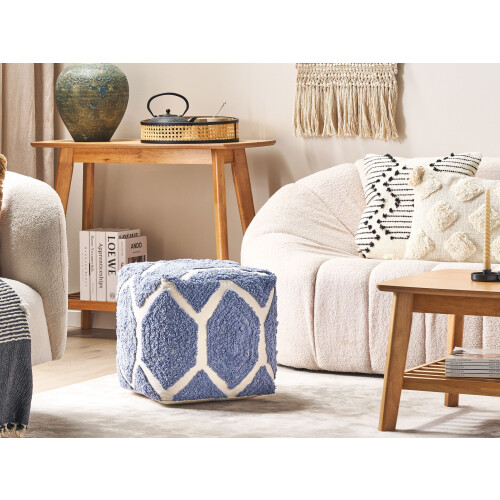 Beliani Pouffe ROJHAN Cotton Blue 1