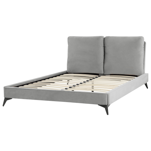 Beliani Bed Velvet MELLE 140 x 200 cm (EU Double) Grey 1