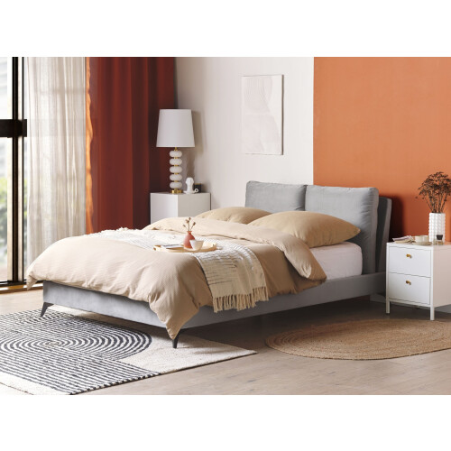 Beliani Bed Velvet MELLE 140 x 200 cm (EU Double) Grey 2