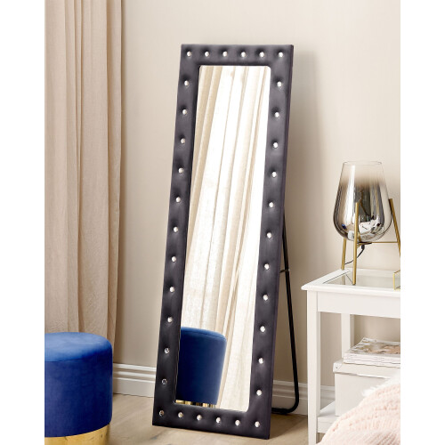 Beliani Standing Mirror ANSOUIS 150 cm Velvet Dark Grey 1