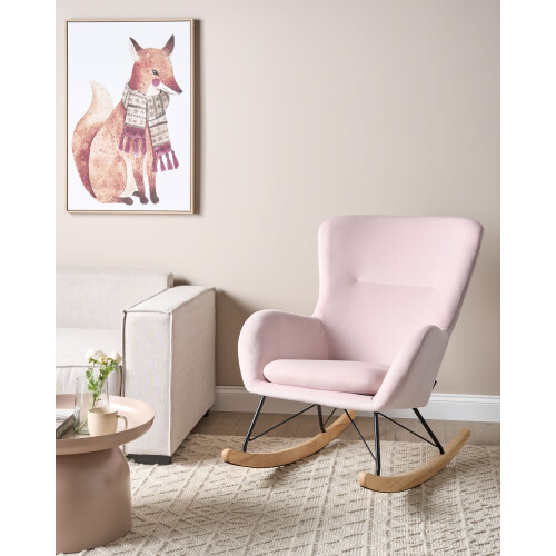 Beliani Rocking Chair ELLAN Velvet Pink 1