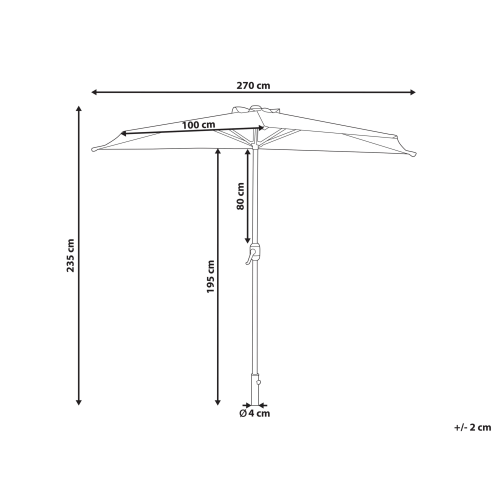 Beliani Half-Round Parasol 270 cm GALATI Green 2