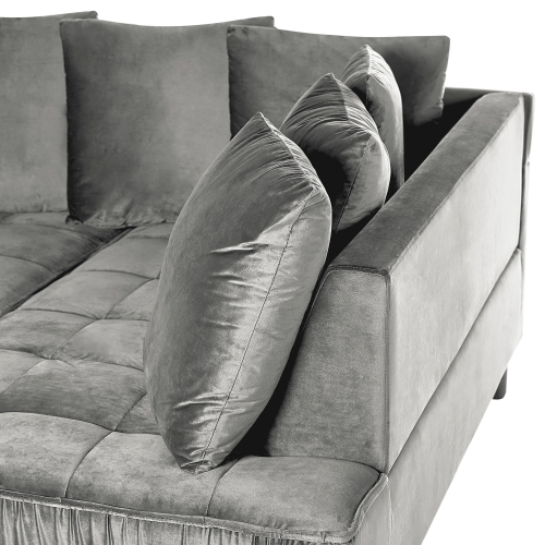 Beliani Corner Sofa 3 Seater GRENA Velvet Light Grey Left Hand 1