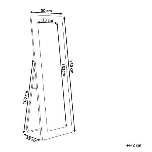 Beliani Standing Mirror ANSOUIS 150 cm Velvet Dark Grey 2