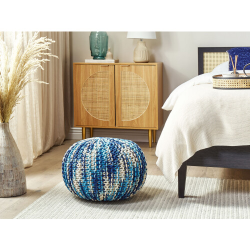 Beliani Pouffe CONRAD Cotton Blue 1
