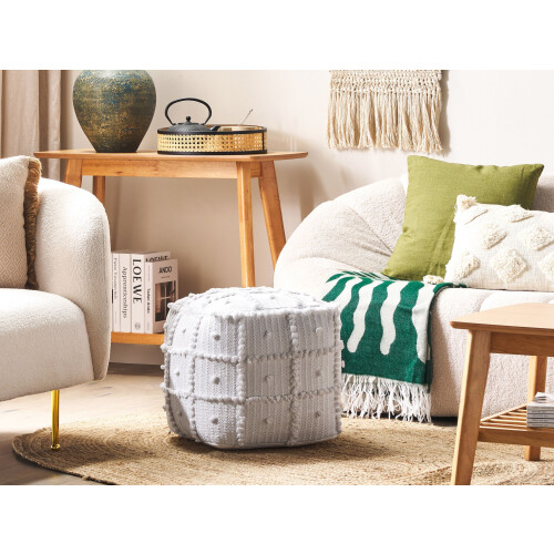 Beliani Pouffe HARNAI Cotton White 1