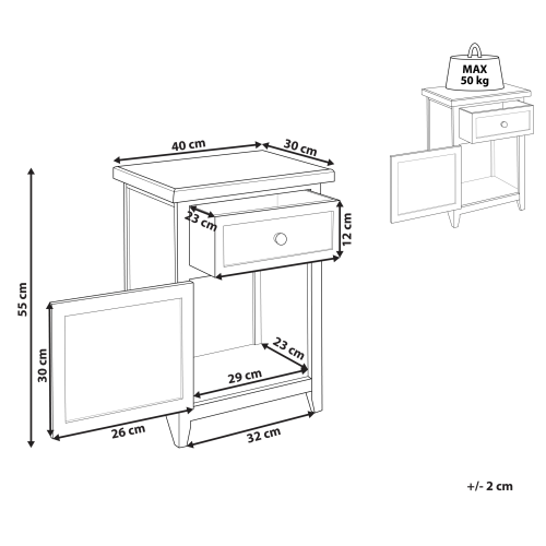 Beliani 1 Drawer Bedside Table LAYOLA White 2