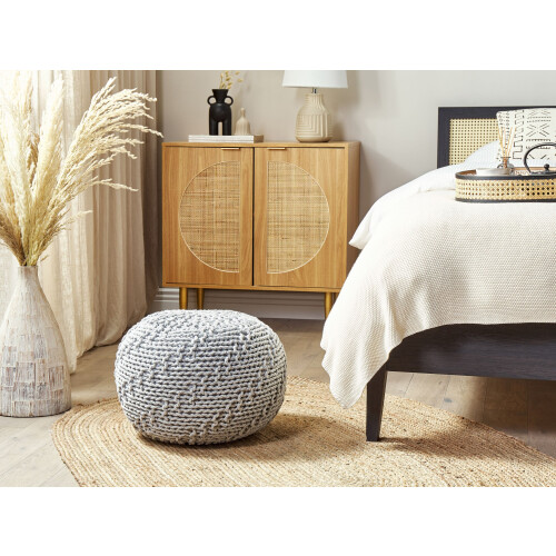 Beliani Pouffe PRIENE Cotton Light Grey 1