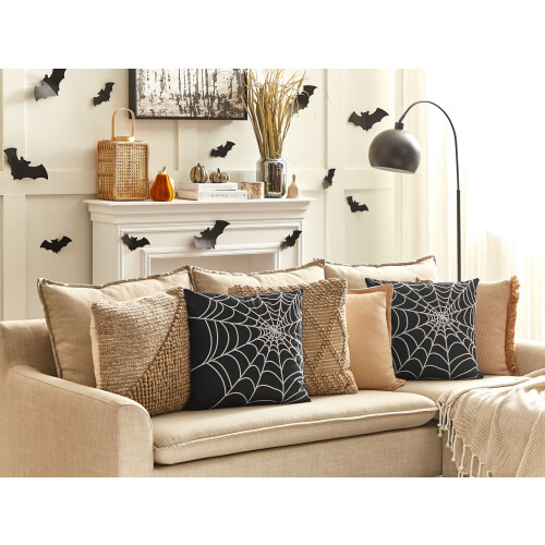 Beliani Throw Cushion LYCORIS 45 x 45 cm Velvet Black Abstract Pattern 1
