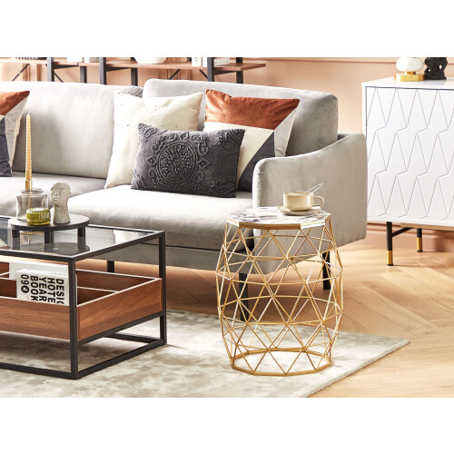 Beliani Side Table HALSEY Gold 1