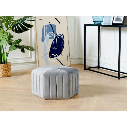 Beliani Pouffe MURIETTA Velvet Light Grey 1