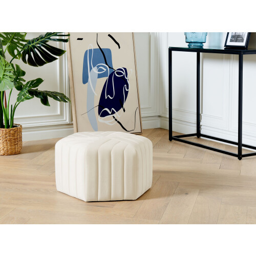 Beliani Pouffe MURIETTA Velvet Off-White 1