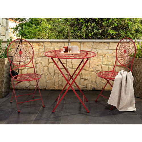 Beliani Bistro Table Folding SCARIO 70 cm 70 cm Metal Red 1