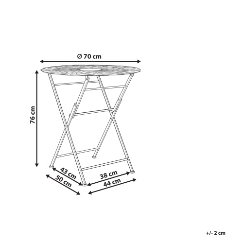 Beliani Bistro Table Folding STIFFE 70 cm 70 cm Metal White 2