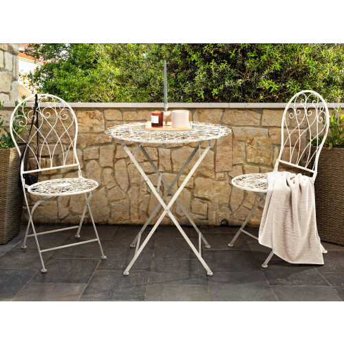 Beliani Bistro Table Folding STIFFE 70 cm 70 cm Metal White 1