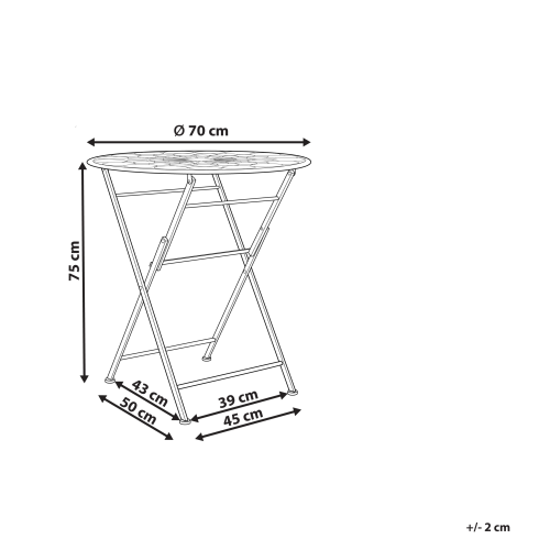 Beliani Bistro Table SCARIO 70 cm 70 cm Metal Red 2