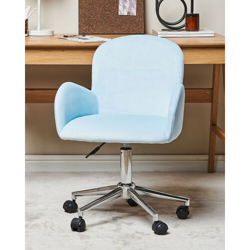 Beliani Desk Chair PRIDDY Velvet Light Blue 1