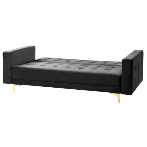 Beliani Sofa Bed 3 Seater ABERDEEN Velvet Black 2