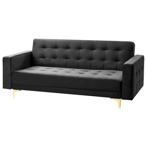 Beliani Sofa Bed 3 Seater ABERDEEN Velvet Black 1