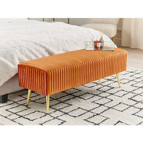 Beliani Upholstered Bench PATERSON Velvet Orange 1