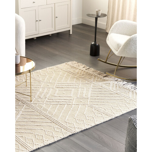 Beliani Rug MAVIKENT Beige 160 x 230 cm Wool 1