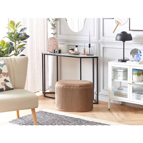 Beliani Storage Pouffe RICHLAND Velvet Beige 1