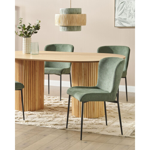 Beliani Set of 2 Dining Chairs ADA Fabric Dark Green 1