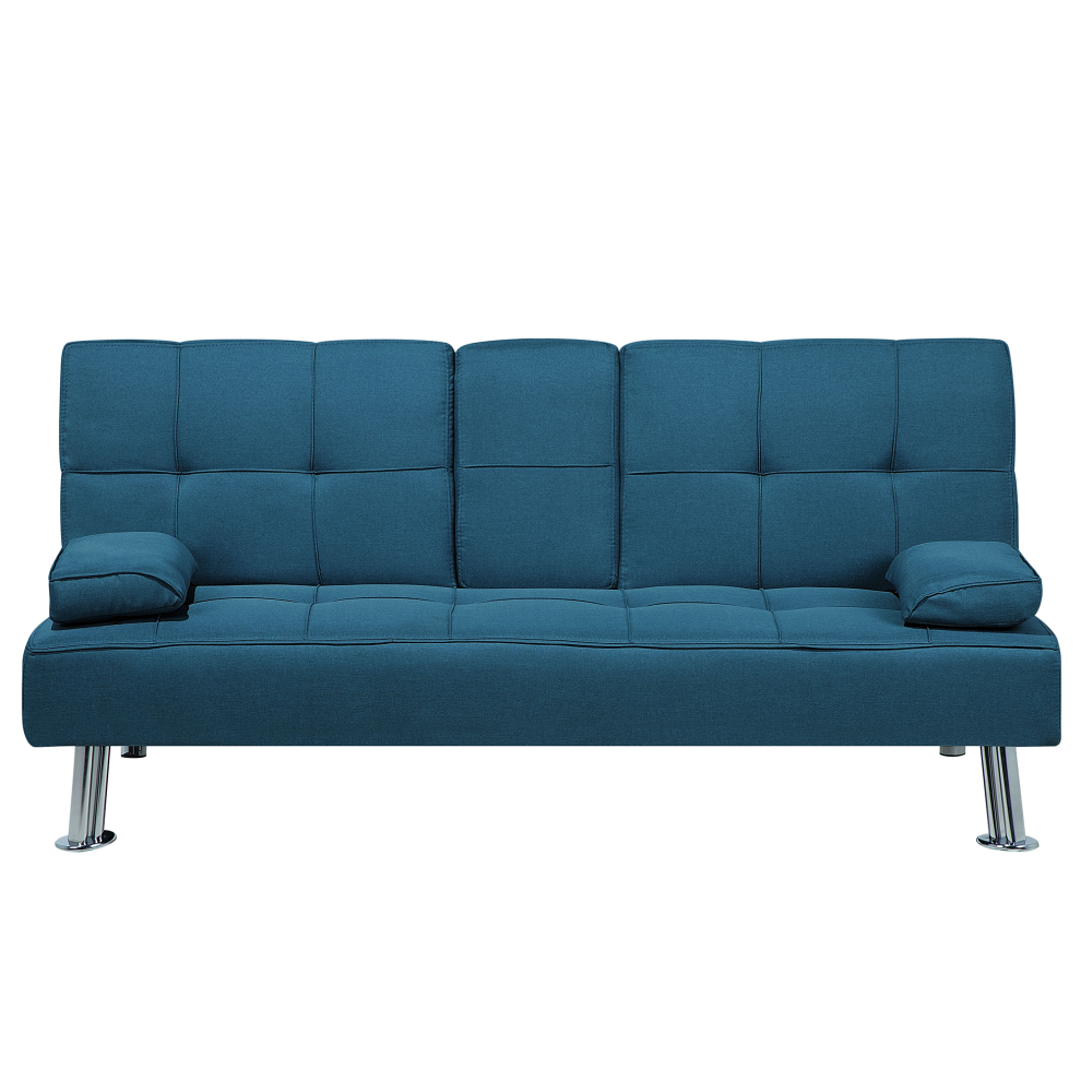 Sofa Bed 3 Seater ROXEN Fabric Blue